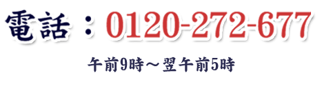 電話番号：0120-272-677（午前9時～翌朝4時）